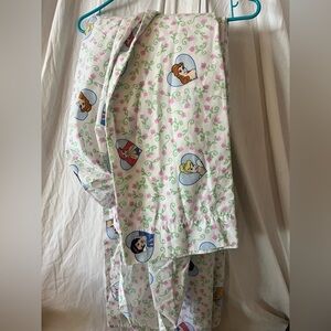 VINTAGE Disney Princess Twin Sheet Set Pink Fitted Flat Made in USA